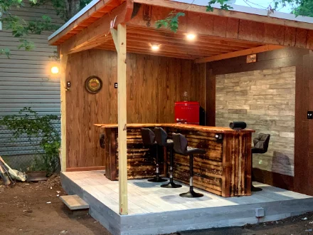 Backyard bar and pergola in Apex, NC